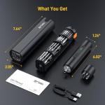 MrToNo Electric Screwdriver, Cordless Screwdriver Set, Power Screwdriver Set, 3 Torque Settings, 1500mAh Battery, 33 Magnetic Bits, LED Light, Rechargeable Tool for Furniture, DIY, Household Repair