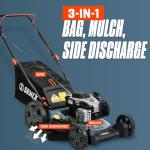 SENIX LSPG-M7 21'' Gas Push Lawn Mower, with 140 cc 4-Cycle Briggs & Stratton Engine, 3-in-1 Bagging, Mulching, and Side Discharge, 6-Position Dual Lever Height Adjustment, 16 Gallon Grass Bag