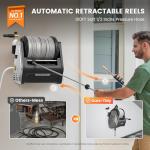 Giraffe Tools Wall Mounted Pressure Washer with 100ft Detachable Hose, Max 2900 PSI 2.2 GPM Electric Power Washer with 1800W Motor, Automatic Rewind, Any Length Locky