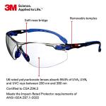 3M Safety Glasses, Solus 1000 Series, ANSI Z87, Scotchgard Anti-Fog, Indoor/Outdoor Grey Lens, Blue/Black Frame, Pack of 1