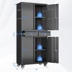 Reemoon Garage Storage Cabinet with Wheels and Doors,71" H Metal Storage Cabinet with Pegboard and 2 Drawers for Garage, Warehouse,Home,Required Assembly,Black