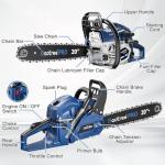 Gas Chainsaw 62CC 20 Inch Professional Powerful 2-Stroke Engine for Tree Cutting, Logging and Firewood with Chain Brake