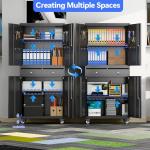 Reemoon Garage Storage Cabinet with Wheels and Doors,71" H Metal Storage Cabinet with Pegboard and 2 Drawers for Garage, Warehouse,Home,Required Assembly,Black