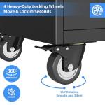 Reemoon Garage Storage Cabinet with Wheels and Doors,71" H Metal Storage Cabinet with Pegboard and 2 Drawers for Garage, Warehouse,Home,Required Assembly,Black