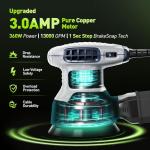 5-Inch Random Orbital Sander, Toolok 3Amp Electric Palm Sander with 6 Variable Speeds 6000-13000 OPM, Dust Bag & Vacuum Adapter, 15 Sandpapers for Woodworking, Furniture Refinishing & Paint Removal