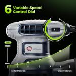 5-Inch Random Orbital Sander, Toolok 3Amp Electric Palm Sander with 6 Variable Speeds 6000-13000 OPM, Dust Bag & Vacuum Adapter, 15 Sandpapers for Woodworking, Furniture Refinishing & Paint Removal