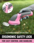 WORKPRO Cordless Grass Shear & Shrubbery Trimmer - 2 in 1 Handheld Hedge Trimmer 7.2V Electric Grass Trimmer Hedge Shears/Grass Cutter Rechargeable Lithium-Ion Battery and Type-C Cable - Pink Ribbon