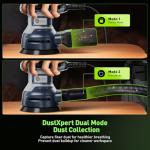 5-Inch Random Orbital Sander, Toolok 3Amp Electric Palm Sander with 6 Variable Speeds 6000-13000 OPM, Dust Bag & Vacuum Adapter, 15 Sandpapers for Woodworking, Furniture Refinishing & Paint Removal