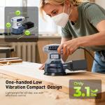 5-Inch Random Orbital Sander, Toolok 3Amp Electric Palm Sander with 6 Variable Speeds 6000-13000 OPM, Dust Bag & Vacuum Adapter, 15 Sandpapers for Woodworking, Furniture Refinishing & Paint Removal