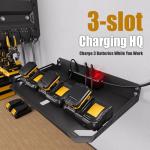 Spampur Power Tool Organizer Wall Mount with 4 Power Outlets & Charging Station &420lbs Capacity, Tool Battery storage, Metal Heavy Duty Wall Mounted Drill Holder for Garage Workshop, Men Gifts