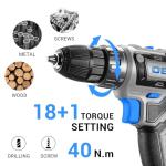 Power Drill Cordless: DEKO PRO Cordless Drill 20V Electric Power Drill Set Tool for Women Drills with Battery and Charger 20 Volt Drills Driver Kit Blue