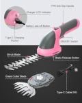 WORKPRO Cordless Grass Shear & Shrubbery Trimmer - 2 in 1 Handheld Hedge Trimmer 7.2V Electric Grass Trimmer Hedge Shears/Grass Cutter Rechargeable Lithium-Ion Battery and Type-C Cable - Pink Ribbon