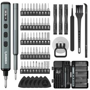 STREBITO Mini Electric Screwdriver, 67 in 1 Electric Screwdriver Kit - 50 S2 Preicison Bits, 5 Torque Settings, Organized Storage, Mini Power Screwdriver Rechargeable Tool Kit for PC Electronics