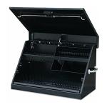 Montezuma – ME300B – 30-Inch Portable TRIANGLE Toolbox – Multi-Tier Design – 16-Gauge Construction – SAE and Metric Tool Chest – Weather-Resistant Toolbox – Lock and Latching System, Black, 30" Wide x 15" Deep