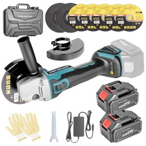 CAMXTOOL Cordless Angle Grinder with 2×4.0Ah Battery, 4-1/2" Brushless Battery Powered Grinder, 4 Variable Speed Power 8500 RPM For Metal Cutting Grinding & Polishing