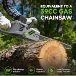 Electric Chainsaw Cordless, 42V 16 Inch Battery Chainsaw with Brushless Motor and Quiet Superior Cutting Power, Hand Battery Powered chainsaw for Tree Trimming Wood Cutting, 2 Battery and Charger