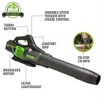 Greenworks 80V (730 CFM / 170 MPH) Cordless Brushless Axial Leaf Blower, Everyday Yard Cleanup for Driveways & Patios, Lightweight, Battery and Charger not included