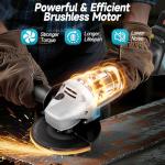 CAMXTOOL Cordless Angle Grinder with 2×4.0Ah Battery, 4-1/2" Brushless Battery Powered Grinder, 4 Variable Speed Power 8500 RPM For Metal Cutting Grinding & Polishing