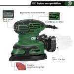 Prostormer Detail Sander, 13000RPM Mouse Sander, 1.6A Electric Palm Sanders with 15Pcs Sandpapers, Dust Collection Box for Tight Spaces Sanding, Polishing, Woodworking in Home Decoration