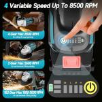 CAMXTOOL Cordless Angle Grinder with 2×4.0Ah Battery, 4-1/2" Brushless Battery Powered Grinder, 4 Variable Speed Power 8500 RPM For Metal Cutting Grinding & Polishing