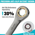 DURATECH Anti-Slip Ratcheting Wrench Set, Combination Wrench Set, 22-piece, Metric & SAE, 1/4" to 3/4" & 6-18mm, 72-Tooth, CR-V Steel, Nickel Plating, with Pouch