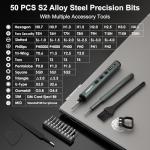 STREBITO Mini Electric Screwdriver, 67 in 1 Electric Screwdriver Kit - 50 S2 Preicison Bits, 5 Torque Settings, Organized Storage, Mini Power Screwdriver Rechargeable Tool Kit for PC Electronics