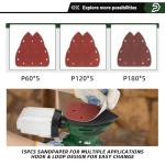 Prostormer Detail Sander, 13000RPM Mouse Sander, 1.6A Electric Palm Sanders with 15Pcs Sandpapers, Dust Collection Box for Tight Spaces Sanding, Polishing, Woodworking in Home Decoration