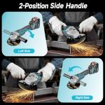 CAMXTOOL Cordless Angle Grinder with 2×4.0Ah Battery, 4-1/2" Brushless Battery Powered Grinder, 4 Variable Speed Power 8500 RPM For Metal Cutting Grinding & Polishing