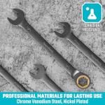 DURATECH Anti-Slip Ratcheting Wrench Set, Combination Wrench Set, 22-piece, Metric & SAE, 1/4" to 3/4" & 6-18mm, 72-Tooth, CR-V Steel, Nickel Plating, with Pouch