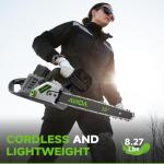 Electric Chainsaw Cordless, 42V 16 Inch Battery Chainsaw with Brushless Motor and Quiet Superior Cutting Power, Hand Battery Powered chainsaw for Tree Trimming Wood Cutting, 2 Battery and Charger