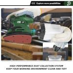 Prostormer Detail Sander, 13000RPM Mouse Sander, 1.6A Electric Palm Sanders with 15Pcs Sandpapers, Dust Collection Box for Tight Spaces Sanding, Polishing, Woodworking in Home Decoration