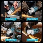 CAMXTOOL Cordless Angle Grinder with 2×4.0Ah Battery, 4-1/2" Brushless Battery Powered Grinder, 4 Variable Speed Power 8500 RPM For Metal Cutting Grinding & Polishing