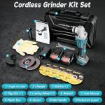 CAMXTOOL Cordless Angle Grinder with 2×4.0Ah Battery, 4-1/2" Brushless Battery Powered Grinder, 4 Variable Speed Power 8500 RPM For Metal Cutting Grinding & Polishing