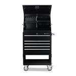 Montezuma – ME300B – 30-Inch Portable TRIANGLE Toolbox – Multi-Tier Design – 16-Gauge Construction – SAE and Metric Tool Chest – Weather-Resistant Toolbox – Lock and Latching System, Black, 30" Wide x 15" Deep