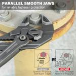 HAUTMEC Adjustable Pliers Wrench, 7-Inch Smooth Jaw Parallel Pliers, Heat-Treated CR-V Steel & Phosphated Rust-Resistant, SAE/Metric Scale, Storage Belt Pouch for Professional Plumbing & DIY