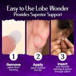 Lobe Wonder - The ORIGINAL Ear Lobe Support Patch for Pierced Ears - Eliminates the Look of Torn or Stretched Piercings - Protects Healthy Ear Lobes from Tearing - 60 Patches - Clear & Latex-Free