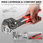 HAUTMEC Adjustable Pliers Wrench, 7-Inch Smooth Jaw Parallel Pliers, Heat-Treated CR-V Steel & Phosphated Rust-Resistant, SAE/Metric Scale, Storage Belt Pouch for Professional Plumbing & DIY