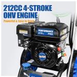 TOOLCY 3400 PSI Gas Pressure Washer, 2.8 GPM Gas Powered Power Washer with Soap Tank, Reinforced Pump & 212cc OHV Engine, 35 FT Pressure Hose, Quick Connect Swivel Pressure Gun, 5 Nozzles for Homes