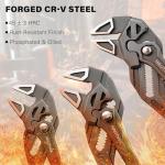 HAUTMEC Adjustable Pliers Wrench, 7-Inch Smooth Jaw Parallel Pliers, Heat-Treated CR-V Steel & Phosphated Rust-Resistant, SAE/Metric Scale, Storage Belt Pouch for Professional Plumbing & DIY