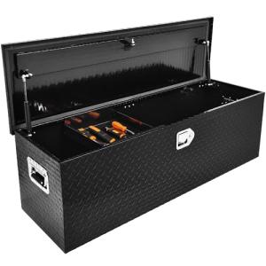 YITAMOTOR Heavy Duty Aluminum Truck Bed Tool Boxes 49 Inch with Sliding Shelf, Diamond Plate ToolBox for Pick Up Truck RV Trailer, Chest Storage Organizer with Lock and Keys
