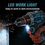 Cordless Drill, 21V Brushless Power Drill with Dual 2.0Ah Power Pack and Charger, Electric Drills Set, 3/8" Metal Chuck, 25+1 Torque, 2 Speed Compact Drills with 87PCS for DIY, Home Repair & Gift