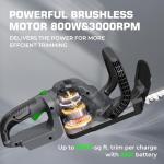 20-Inch Cordless Hedge Trimmer, Electric Handheld Bush Trimmer, 180° Rotatable Handle, with 2pack Battery and Charger (WHT52)