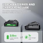 20-Inch Cordless Hedge Trimmer, Electric Handheld Bush Trimmer, 180° Rotatable Handle, with 2pack Battery and Charger (WHT52)