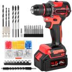 21V Cordless Brushless Power Drill Set with 4.0Ah Large Capacity Battery and Charger, 3/8-Inch Metal Keyless Chuck Electric Drill Driver, 25+1 Torque Setting, 2 Speed, 87pcs Drill kit for DIY Projects