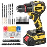 KELNOW 21V Brushless Cordless Drill Set, PowerDrill with Battery and Charger, 3/8-Inch Metal Keyless Chuck ElectricDrill, 25+1 Position, 2 Speed, 87pcs Drill kit Tool Drills for DIY Projects