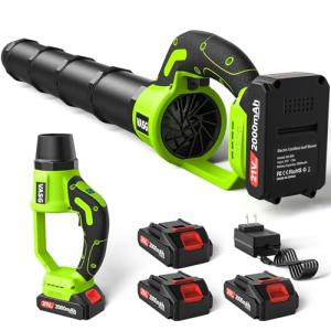 VASG Leaf Blower Cordless, 3 x 21V Batteries & Fast Charger Set, Variable Speed Mode, Lightweight Handheld Electric Leaf Blower for Lawn Care, Yard, Garden, Patio & Outdoor Cleanup