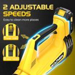 Leaf Blower, Electric Cordless Leaf Blower with 2 Batteries and Charger, 2 Speed Mode, Lightweight Leaf Blowers for Blowing Leaves, Lawn Care, Patio Cleaning and Dust
