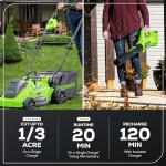 Greenworks 40V 16" Brushless Cordless (Push) Lawn Mower + Blower (350 CFM), 4.0Ah Battery and Charger Included (75+ Compatible Tools)
