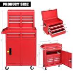 Winado 4-Drawer Rolling Tool Chest with Wheels & Lock, Tool Box with Large Storage Cabinet and Adjustable Shelf, Removable Portable Top Box for Garage, Warehouse, Factory (Red)