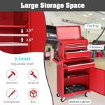 Winado 4-Drawer Rolling Tool Chest with Wheels & Lock, Tool Box with Large Storage Cabinet and Adjustable Shelf, Removable Portable Top Box for Garage, Warehouse, Factory (Red)
